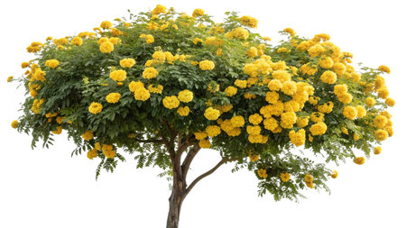 Marigold tree isolated on white background.の写真素材