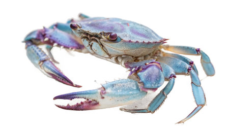 Blue crab isolated on white background. Clipping path included for easy extraction.の写真素材