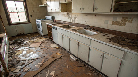 ruins of a very heavily polluted industrial factoryの写真素材