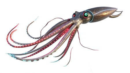 Squid isolated on white background with clipping path. This is a 3d render illustration.