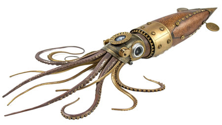 Octopus in the form of a pirate ship on a white background