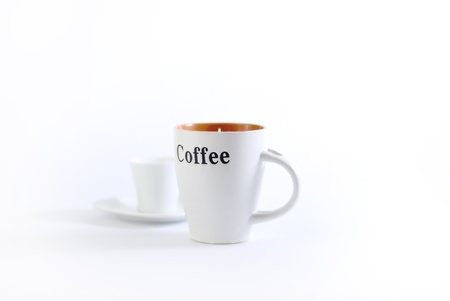 A cup of coffee isolated on whiteの写真素材