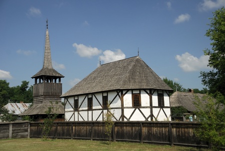 Typical village church in Hungarian countrysideの写真素材