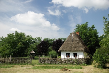 Typical village house in Hungarian countrysideの写真素材