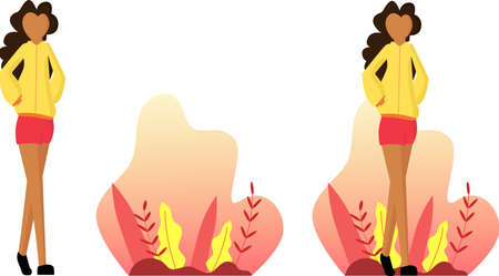 Vector graphic Illustration, Flat Design Illustration. Black girl. young, Teenager. Cute Girl in...