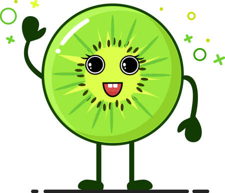 vector graphic illustration, kiwi cute illustration, Kiwi fruit doodle styleのイラスト素材