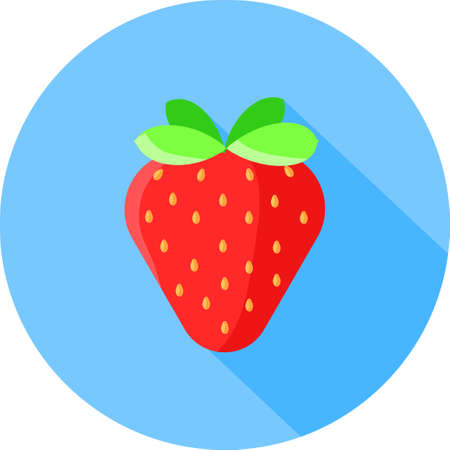 strawberry vector graphic illustration, a simple flat icon for fruit, berry fruit isolated in white backgroundのイラスト素材