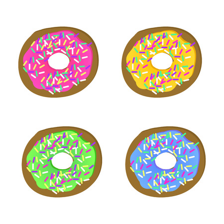 Donut set with sprinkles isolated on white background.のイラスト素材