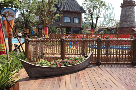 Boat decoration in an amusement parkのeditorial素材
