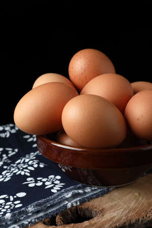 eggs on a black background in a studio shot