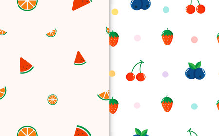 fruit seamless pattern set