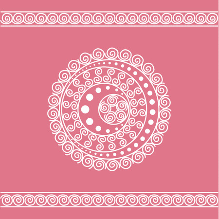 white circle and line ornament with pink backgroundのイラスト素材