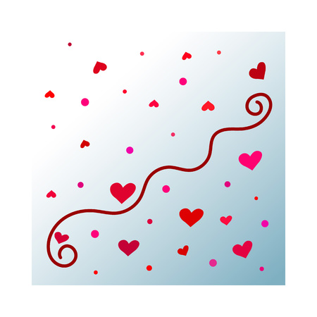 Red abstract hearts curled lineのイラスト素材