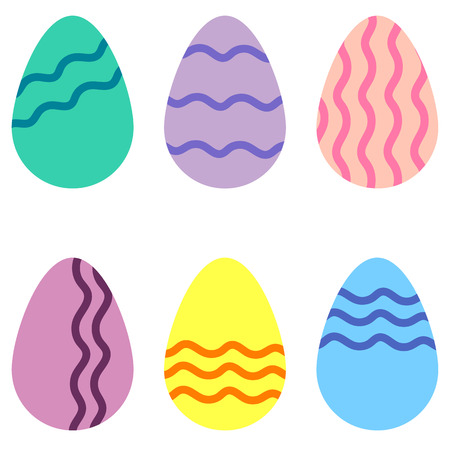 vector set of colorful eggs with wavesのイラスト素材