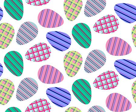 vector seamless pattern of easter colorful eggs with  and colorful stripes and stripesのイラスト素材