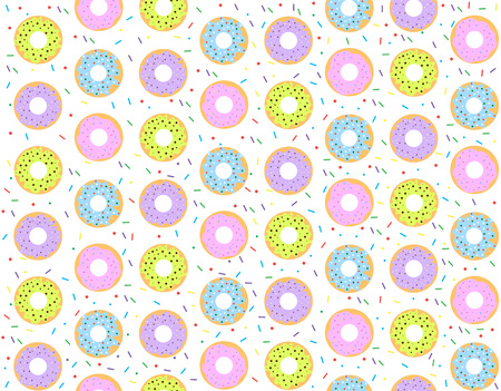 Vector seamless pattern of colorful donuts with colorful sprinklesのイラスト素材
