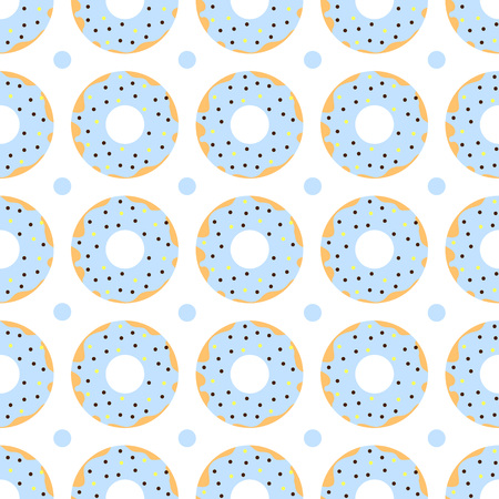 Vector seamless pattern of donuts with blue icingのイラスト素材