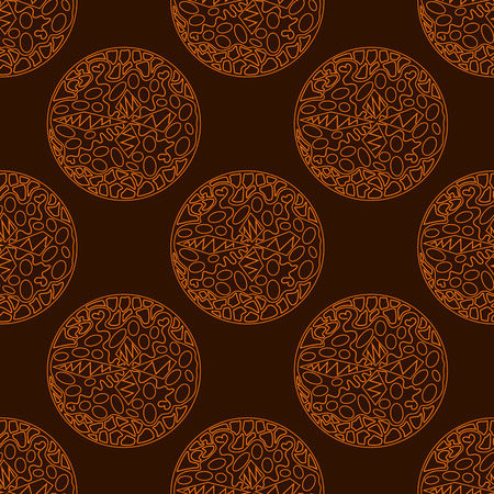 vector seamless pattern of ornate circles with different objects in themのイラスト素材