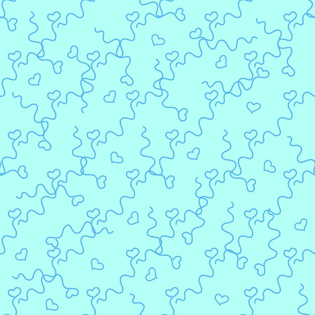 vector seamless pattern of hearts with curves in the blue backgroundのイラスト素材