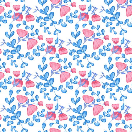 Flowers and leaves pattern.のイラスト素材