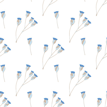 vector seamles pattern of branch with blue budsのイラスト素材