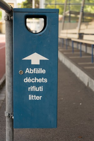 old multilangual garbage binの写真素材