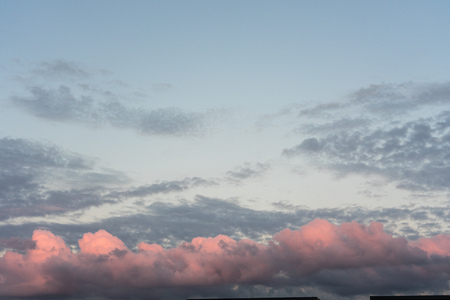 red sky sunset clouds in summer evening blue hour