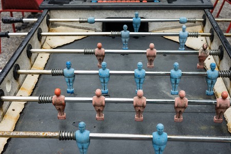 vintage table football box with player close upの写真素材