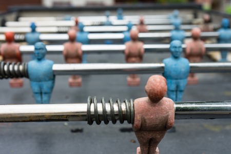 vintage table football box with player close up