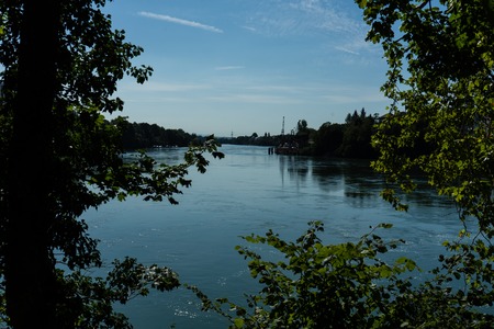rhine view from rheinfelden switzerland in summer far viewの写真素材