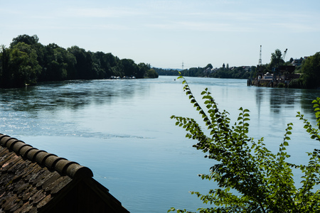 rhine view from rheinfelden switzerland in summer far view