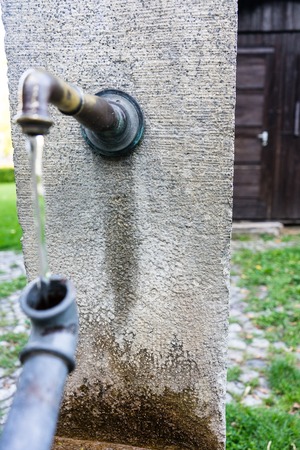 fountain water metal pipe constructionの写真素材