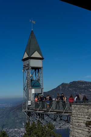 Hammetschwand Elevator near Luzern, the highest exterior elevator in Europe, Editorial Photoのeditorial素材