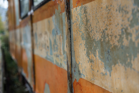 old rusty train wagon with paint falling offの写真素材