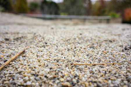 sand dune close up view with small stones textureの写真素材