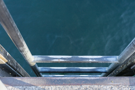 stairway in to water for goint to swim top viewの写真素材