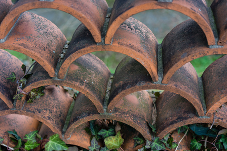 old terracotta wall installation in garden