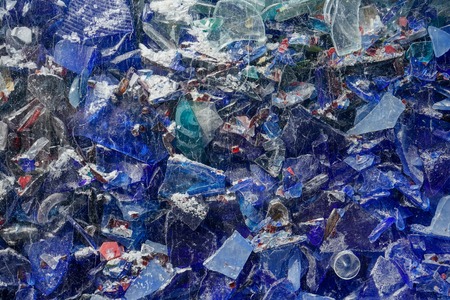 shattered colorful glass installation close up background designの写真素材