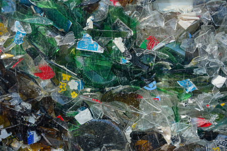 shattered colorful glass installation close up background designの写真素材