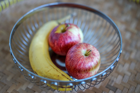 Healthy fruits close up view on zigzag tableの写真素材