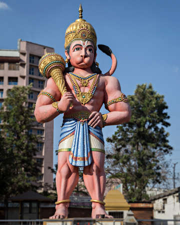 About 30 feet high Hindu God Hanuman statue in Pimpri, Pune india.の写真素材
