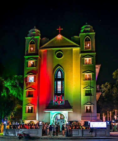Pune, Maharashtra, India - December 24, 2016 : Prayer at Saint Maryâs Malankara Catholic Cathedral Churchのeditorial素材