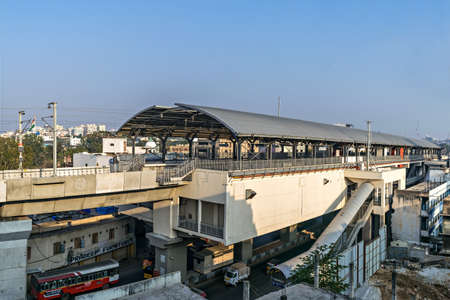 Metro railway station at Namapally in the morning.