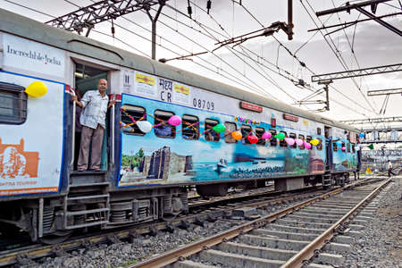 Pune,Maharashtra,India:June 1st,2016: Last coach of decorated Pune-Mumbai Deccan Queen express train...