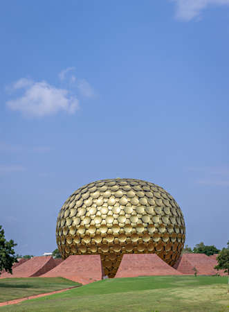 Golden dome of Matrimandir , an edifice of spiritual significance for practitioners of Integral...