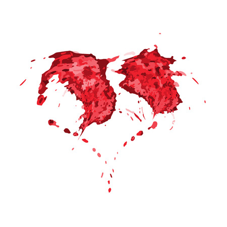 Vector illustration of red splashes in shape of heart, valentine's day decorationのイラスト素材