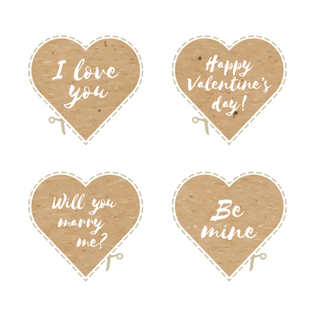 Craft paper hearts cut outsのイラスト素材
