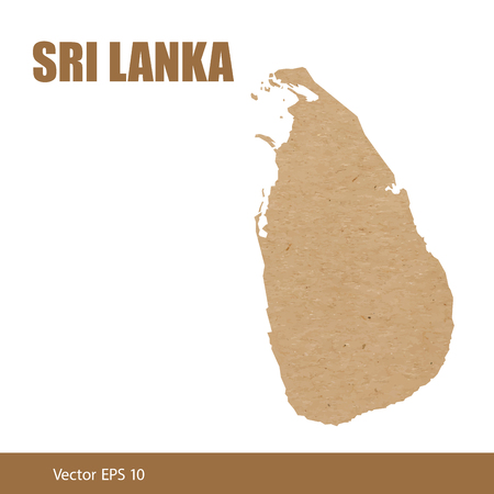 Map of Sri Lanka cut out of craft paper or cardboardのイラスト素材