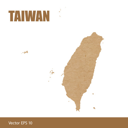 Vector illustration of detailed map of Taiwan cut out of craft paper or cardboardのイラスト素材