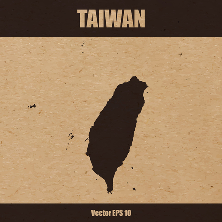 Vector illustration of detailed map of Taiwan on craft paper or cardboardのイラスト素材